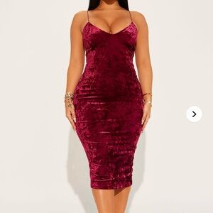Red Velvet Midi Dress